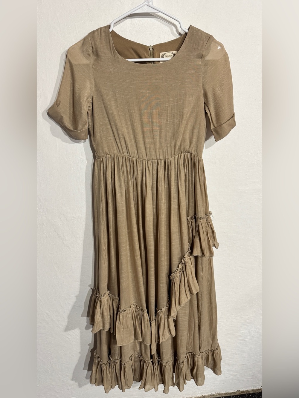 New! Mia joy Joyfolie Tan Boho Long Girls Dress Size 12 Spring Easter Wedding